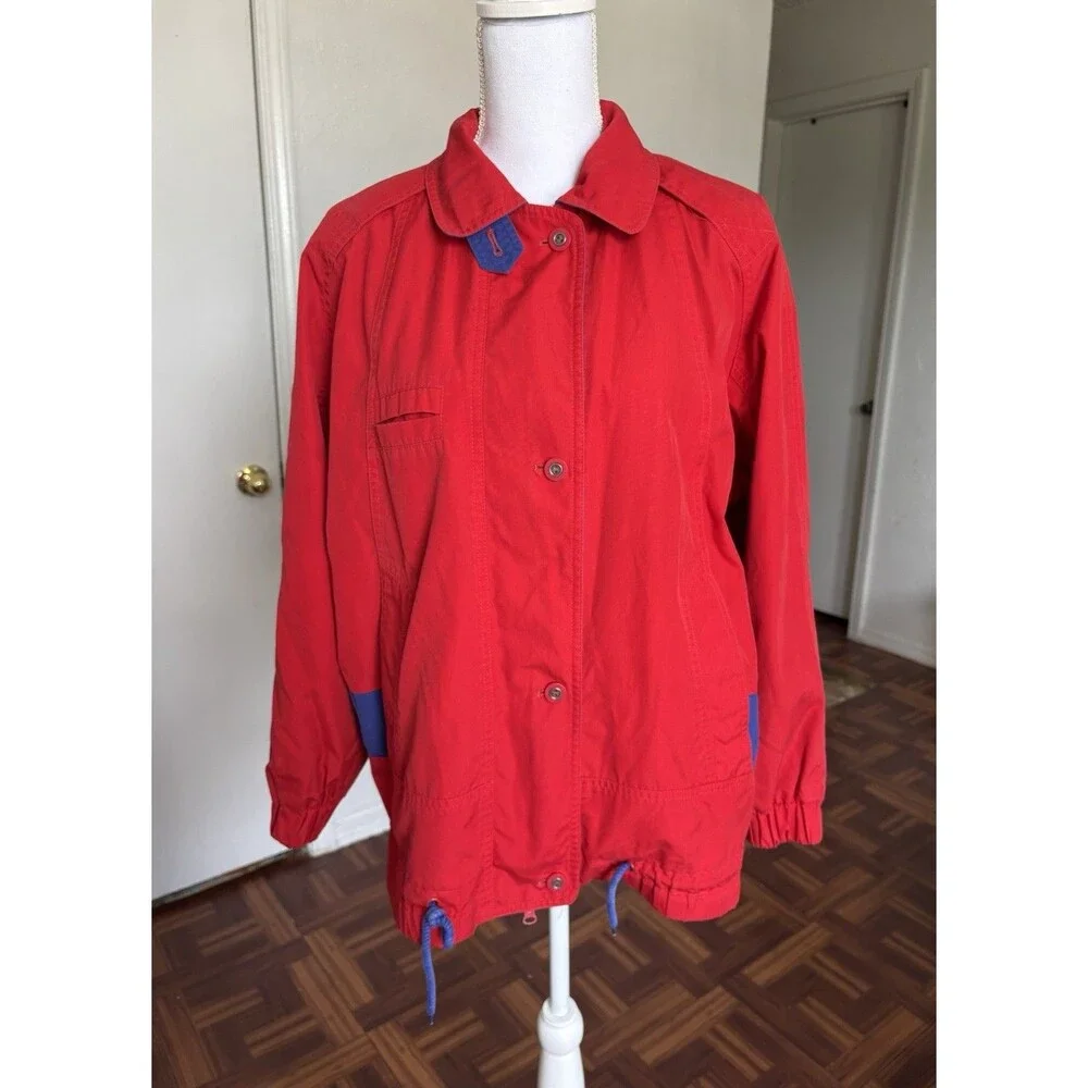 London Fog Men’s Vintage Red And Blue Windbreaker Jacket Size Small